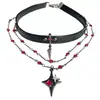 Collar Gótico Oscuro de Cruz Multicapa para Mujer, Estilo Único, Gargantilla de Doble Capa con Diseño Único