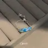 Collar Colgante de Zirconia Azul Forma de Gota de Agua para Verano Fresco, Cadena de Clavícula de Lujo Ligero Estilo Nicho, Estilo Minimalista con un Toque de Sofisticación