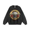 Camisa de base pesada de hip hop masculina e feminina, impressão retrô de jato direto, tamanho grande, suéter de gola redonda, estilo hip hop, inverno