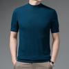 Suéter de lana de manga corta para hombre verano camiseta de lana entera moda casual tejido camisa de media manga joven y mediana edad camiseta básica