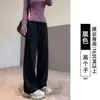 Calças retas pretas de caimento slim para mulheres, novo modelo 2026 de calças de moletom banana casuais que afinam, calças esportivas forradas com fleece de inverno para pessoas baixinhas