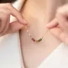 Colar de Turmalina Pedra Natural Luxo Leve Nicho Cor Livre Corrente de Clavícula Simples Feminino Joia Colar Dopamina de Alto Padrão