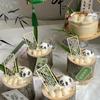 Nuevo Estilo Nacional Chinoiserie Tubo de Bambú Mesa de Postres Adornos de Decoración para Pasteles Cesta de Bambú Vaporera Cabeza de Panda Gomoso Enchufe de Disfraz