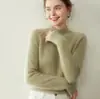 Bai Cai Rong Chegada Nova Outono e Inverno Ombro Raglã Gola Alta Meia Malha de Caxemira Slim-Fit Camisola Versátil para Camada Base Fashion