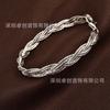 Pulsera de plata de ley S925 de estilo europeo y americano para mujer, pulsera de encaje tejido de seis hilos artesanal italiana, personalizada, de lujo, pequeña plata
