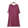 Comercio Exterior Primavera y Verano Nuevo Vestido Camiseta de Longitud Media Manga Media Talla Grande Bata de Noche Pijama de Modal Talla Grande Adicional