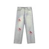 Pantalones vaqueros bordados de verano para hombre, diseño fino, estilo nicho, pierna ancha, rectos, de marca de moda, de calle.