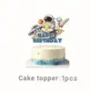 Novo banner de festa de aniversário infantil da Amazon tema espaço foguete topper para bolo do primeiro aniversário do bebê