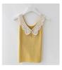 Camisola de Verano para Mujer con Puntadas de Encaje Ajustada sin Mangas Tejida de Seda de Hielo Chaleco Traje Pequeño Camisa Base Interior Mujer