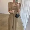 Ropa de Mujer de Dongdaemun, Corea: Mono Chic sin Mangas de Cintura Alta de Alta Calidad