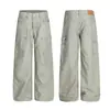 Pantalones de Trabajo Lavados Estilo Retro Americano Oso Mágico 2026 Otoño Pierna Recta Personalizados con Spray de Tinta Pantalones de Leñador Pierna Ancha Pantalones Casuales