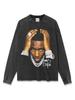 Camiseta de Manga Corta con Estampado Hip-Hop Retro Transfronterizo Sudadera con Capucha de Cuello Redondo de Manga Larga