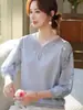 2026 Nuevo Elegante Top de Punto de Primavera para Mamás, Mujeres de Mediana Edad y Mayores, Conjunto de Camiseta Delgada de Manga Tres Cuartos de Verano