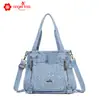Bolso de Lona Lavada Angelkiss con Múltiples Bolsillos, Bolso de Mano de Moda Europea y Americana, Bolso de Hombro Grande de Capacidad Personalizado al por Mayor