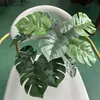 Hojas de Monstera deliciosa ignífugas, planta verde simulada ignífuga grado B1, planta en maceta, ramo decorativo, arreglo floral, paisajismo, planta verde artificial, flor de bonsái