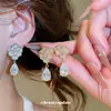Novos Brincos de Tarraxa Flor de Zircônia Prateada Gota d'Água para Mulheres Brincos com Senso de Design de Nicho Acessórios de Brinco de Moda de Luxo Leve Pingentes de Brinco