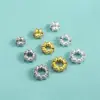 Plata de Ley S925 Sunflower de Precisión Incrustado de Diamantes Separador Separador DIY Pulsera de Cristal con Cuentas Hecha a Mano Rueda de Cuentas