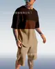 Aliexpress Europeo y Americano Tendencia Masculina Casual Estilo Playa Camiseta con Estampado 3D Texturizado Traje de Shorts Venta al por Mayor Personalización