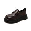 Mocassins de Couro Genuíno para Mulheres com Toque Macio, Novos Sapatos de Couro Estilo JK Britânico para Primavera e Outono 2026, Sapatos Mary Jane com Solado Grosso