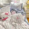 Ins juego de cuatro piezas algodón puro ropa de cama 100% algodón funda de edredón funda de almohada sábana sábana bajera dormitorio estudiantil juego de tres piezas 4