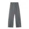 Calças Cargo Desconstruídas Masculinas Primavera e Verão Jeans Americano High Street Bonitas Largas Calças Retas Scimitar