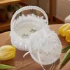Caja de Anillo de Boda Estilo Europeo Portaanillos de Lino Caja de Almacenamiento de Anillos para Novios Caja Portátil de Anillos para Dama de Flor