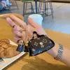 Porta-moedas Feminino Fofo, Porta-moedas com Chave Monogramado, Bolsa de Armazenamento Portátil, Pequena Caixa para Fones de Ouvido