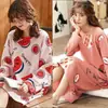 Nova camisola de manga comprida até o joelho para primavera, outono e inverno, estilo coreano, tamanho grande, corte solto, pode ser usada fora de casa, roupa de casa feminina