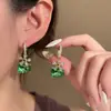 Brincos de Strass Verde Brilhante Exquisito Agulha de Prata, Brincos Flor de Diamante de Alta Qualidade, Novos Brincos de Moda de Luxo Leve