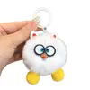Piel Sintética de Conejo Rex Gafas Lindas Llavero de Bola de Carbón Pequeña Colgante de Peluche Muñeco de Dibujos Animados Colgante para Bolso