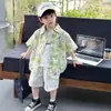 Conjunto de Camisa con Volantes de Verano para Niños 2026 Nuevo Estilo Camisa de Manga Corta para Niños Conjunto de Dos Piezas Ropa de Moda para Niños Pequeños