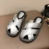 Pantuflas para Mujer 2025 Verano Nuevo Estilo Trenza Romana en la Punta Medias Pantuflas para Mujer Planas Sandalias Perezosas Slip-On para Mujer