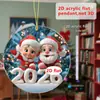 Papá Noel de Navidad da la bienvenida a 2026 Colgante Decorativo de Prop de Acrílico Plano 2D para Coche Mochila