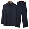 Traje Tang Bordado Estilo Chino de Verano para Hombres, de Mediana Edad y Mayores, Atuendo de Papá, Ropa de Abuelo, Traje Casual de Manga Larga, Hanfu