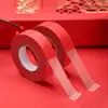 Nueva Cinta de Doble Cara de Papel Rojo con Cuadrícula para Coplas de Año Nuevo, Cinta Transparente Autoadhesiva Sin Rastro para Coches de Boda y Habitaciones, Cinta Fijadora de Carácter de Fortuna para Coplas