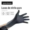 Luvas descartáveis de nitrilo alongadas texturizadas espessas para limpeza doméstica grau alimentício alta elasticidade luvas protetoras sintéticas de nitrilo