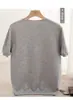 Suéter de Lana de Punto Fino de Manga Corta para Hombre de Verano, Suéter de Cuello Redondo de Media Manga, Camiseta de Punto Base Juvenil