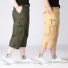 Calça Cropped Masculina de Verão em Estoque 2026 Novo Estilo para Meia-Idade e Idosos, Calça Reta Casual Solta Adequada para Uso ao Ar Livre