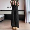 Pantalones de Punto Jacquard de Terciopelo Visón de Pierna Ancha para Mujer 2025 Otoño e Invierno Nuevo Cintura Alta Slim Holgado Casual Recto Largo hasta el Piso