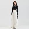 Pantalones vaqueros de pierna ancha para mujer, holgados, adelgazantes, informales, combinables, de cintura alta, de primavera, de Young Orange#