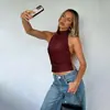Estilo Novo Primavera 2026 Roupas Femininas Personalizadas, Estilo de Rua Sexy Hot Girl Versátil Top de Cetim Sem Costas para Mulheres