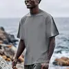 [Camiseta de Algodón Talla Europea] Camiseta Lisa de Algodón Puro para Hombres y Mujeres, Casual 180g Holgada Color Sólido Verde Militar Claro