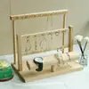 Estante de Exhibición de Joyería de Madera Maciza con Ganchos, Colgador de Collares, Pendientes de Gancho, Estante de Exhibición de Llaveros, Estante de Exhibición de Pulseras