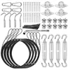 Kit de Vela de Sombra, Cable de Extensión Cuadrado de Acero Inoxidable 304, Accesorios de Instalación de Toldo Rectangular para Exteriores