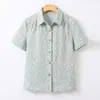 Camisa de Algodón Puro para Mamá, Nuevo Estilo de Verano para Mujeres Mayores, Top Suelto Delgado, Camisa de Manga Corta de Algodón Completo para Mujeres de Mediana Edad y Mayores