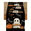 Toalha de mesa de Halloween transfronteiriça com estampa de caveira e morcego, banner de toalha de mesa para decoração de festa de feriado para sala de jantar interna
