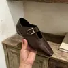 Sapatos de Couro Femininos Invisíveis com Aumento de Altura, Estilo Britânico Versátil, Bico Quadrado, Fivela, Corte Profundo, Novidade Outono 2026