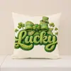 Calle irlandesa. Funda de almohada estampada del Día de San Patricio Personalizada Transfronteriza Tela Nueva para el Hogar Cojín para Sofá Sala de Estar