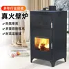 Fogão a Lenha Europeu Estilo Vertical com Forno para Vila, Design Simples para Uso Rural, Lareira a Lenha Real para Uso Doméstico no Inverno