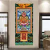 Tela de Tapicería China del Tíbet Estilo Étnico Pintura Colgante Fondo de Pared con Máscara del Tíbet Pintura Decorativa Tela Colgante Tela para Mural de Casa de Huéspedes